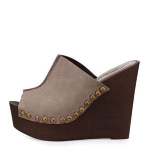 Charles David Leather Studded Wedges